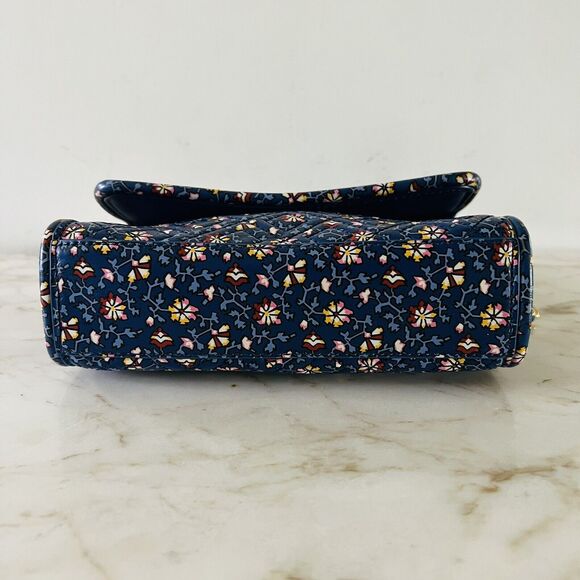 TORY BURCH Fleming Blue Wild Pansy Printed Small Convertible Shoulder Bag - Picture 3 of 10